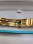 Investment! Gents Signed Italian 18KT Yellow Gold Bracelet with a very fine quality Zambian Emerald 