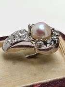 Vintage 14KT White Gold Diamond Pin