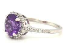 14kt White gold 1.35ctw amethyst and diamond halo ring