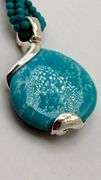 925 Sterling Silver Turquoise Pendant With bead Chain Necklace