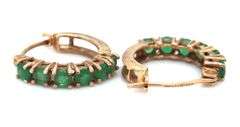 10kt Yellow gold emerald hoop earrings
