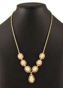 Vintage Angel Skin Coral and Ruby Filigree Frame Pendant Station Necklace in 18K