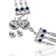 14K(585) Vintage White Gold Natural Diamond and Sapphire Earrings