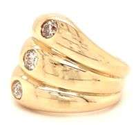14kt Yellow gold 0.55ctw triple row diamond dome ring