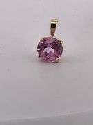 CERTIFIED 14K YELLOW GOLD PINK SAPPHIRE PENDANT