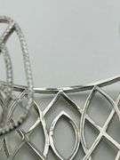 925 Sterling Silver Rhinestone Oval And Rhombus Design Wide Cuff Bracelet