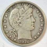 Sharp 1912 Barber Half Dollar in solid VF/XF
