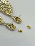 925 Sterling Silver Tear Drop Two Tone Openwork Crystal Pave earrings