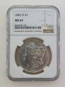 1883-O Morgan Silver Dollar, NGC MS63