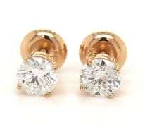 14kt Yellow gold 1.02ctw round brilliant cut diamond stud earrings
