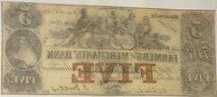 Crisp Unc $5 Farmers and Merchants Memphis Tenn 1854 Coin Note