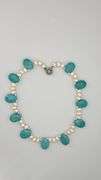 925 Sterling Silver Turquoise And Pearl Necklace