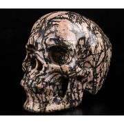 Hand-Carved Pink Rhodonite Crystal Skull