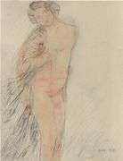 Exclusive Auguste Rodin Lithograph of Watercolor Signed in the Plate, 1949