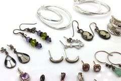 Group lot of Vintage 925 sterling silver earrings and charms