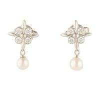 Tiffany & Co. Signature X 0.25ctw Diamond and Pearl Drop Earrings in Platinum