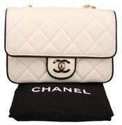 Chanel White and Black Lambskin Mini Graphic Frame Flap Bag