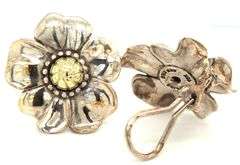 925 Sterling silver and 18kt flower earrings