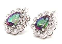 10kt White gold Mystic topaz earrings