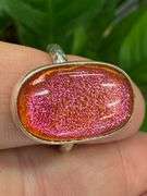 Sterling Silver 925 One of a Kind Dichroic Glass Ring Size 7