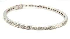 14kt White gold 1.50ctw single cut double row diamond bangle