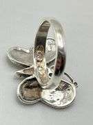 925 Sterling Silver Vintage Marcasite Crystal Butterfly Ring