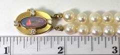 Pearl Bracelet with Stunning Opal and Diamond 14K Clasp