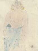 Exclusive Auguste Rodin Lithograph of Watercolor Signed in the Plate, 1949