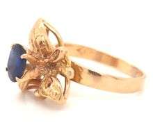 18kt Yellow gold blue sapphire ring
