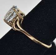 Simple Beautiful 10K Yellow Gold Approx. 3.09CTW Aquamarine Gemstone Ring with Diamond Accents