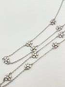 925 Sterling Silver Gardenia Flower Long Necklace with CZ  Details