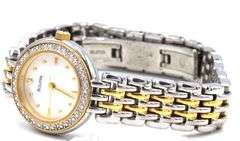 Bulova mother of pearl dial diamond bezel quartz watch