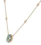 New 2.05ct Oval Aquamarine and 0.58ctw Diamond Frame Pendant Necklace in 14K