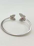 925 Sterling Silver Stunning Twin Butterfly Cuff With Baguette And Round Rhinestone Cuff Bracelet