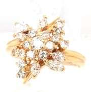 14kt Yellow gold 1ctw marquise and RBC diamond cluster ring