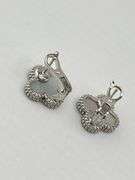 18KT White Gold White Mother Of Pearl Clover Earrings