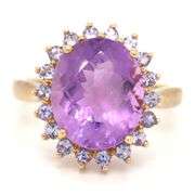 10kt Yellow gold amethyst and tanzanite cocktail ring