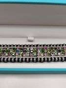 New! +15 ctw all natural multi colord sapphire and diamond weaved on fabric bracelet