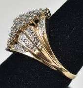 Stunning 10K Yellow Gold Diamond Cluster Ring