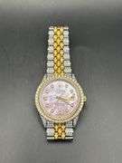 New Custom Iced Out Two-tone Bustdown Rolex Datejust 36mm Pink MOP