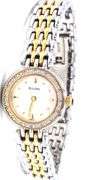 Bulova mother of pearl dial diamond bezel quartz watch