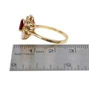 18K(750) Yellow Gold Natural Diamond Ballerina Ruby Ring