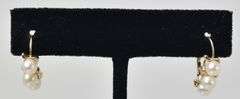 Elegant 14K Yellow Gold Pearl Dangle Earrings