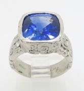 Platinum GIA Certified Blue Sapphire & Diamond Ring