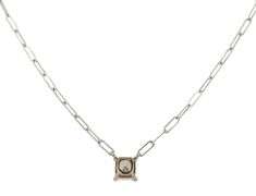 1.01ct Princess Cut Diamond Solitaire Paperclip Chain Necklace in 14K