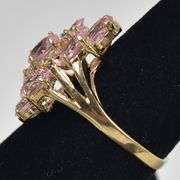 Pretty 10K Yellow Gold Pink and White Cubic Zirconia Gemstone Ring