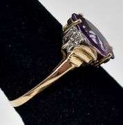 Admirable 10K Yellow Gold Amethyst Gemstone Ring with Diamond Accents
