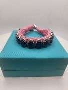 New! +38 ctw all natural sapphire and 1.22 ct diamond weaved on fabric bracelet