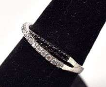 Black Spinel and CZ Gemstone Ring  In Sterling Silver