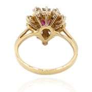 18K(750) Yellow Gold Natural Diamond Ballerina Ruby Ring